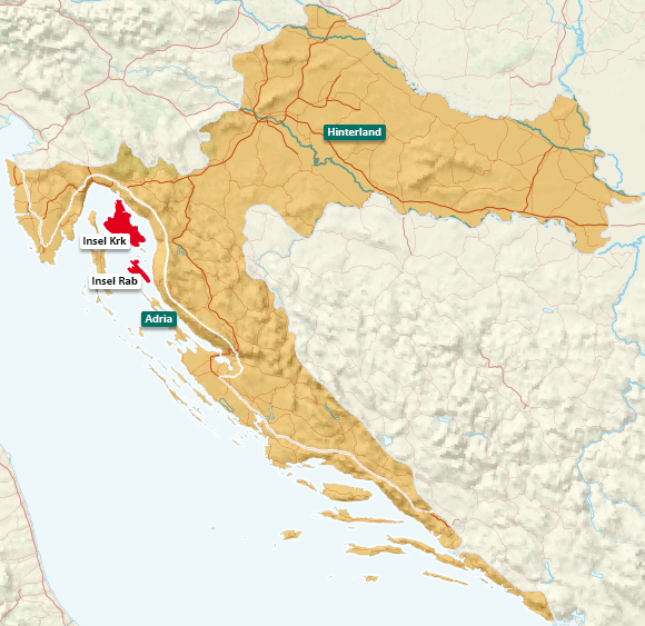 Urlaubsregionen in Kroatien